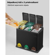Sada troch nerezových košov na recykláciu odpadu 8 litrov