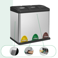 Kôš na separovanie odpadu SORT 24l (3x8l), oceľová