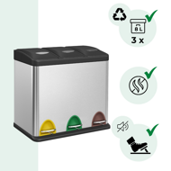 Kôš na separovanie odpadu SORT 24l (3x8l), oceľová