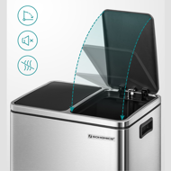 Kôš na separovanie odpadu SORT 30l (2×15l), strieborná/čierna