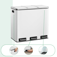 Kôš na separovanie odpadu SORT 54l (3x18 l) + vrecia na odpadky, biela