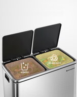 Kôš na separovanie odpadu SORT, 2x30l+vrecia na odpadky, strieborná/čierna