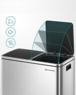 Kôš na separovanie odpadu SORT, 2x30l+vrecia na odpadky, strieborná/čierna