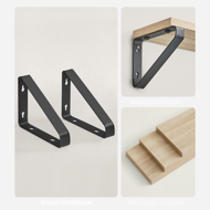 Nástenné konzolové police ABBY, 3ks, 30/35/40x12cm, čierna/bledá hnedá