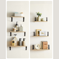 Nástenné konzolové police ABBY, 3ks, 30/35/40x12cm, čierna/bledá hnedá