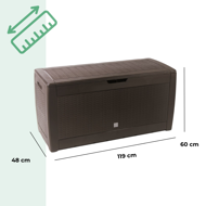 Odkladací box RATO, 310L, 119x48x60cm, hnedá