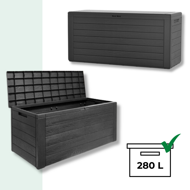 Úložný box WOODEBOX, 280L, 120x46x57cm, antracitová