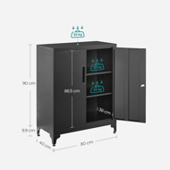 Viacúčelová kovová skrinka RAVEN, 40x80x90cm, čierna