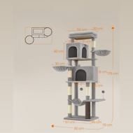 Mačací strom TRISTAN, 57x45x175cm, šedá