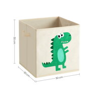 Béžovo-zelená sada 3 detských úložných krabíc DINO