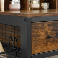 Toaletný stolík s taburetkou z eko kože PIERRE, 90x40x141cm, hnedá/čierna