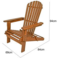 Záhradné lehátko ADIRONDACK, sklápacie, 69x84x94cm, prírodná hnedá