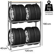 Regál na pneumatiky – regál pre ťažký náklad – 180 x 120x 40 cm – 795 kg