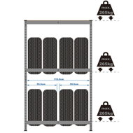 Regál na pneumatiky – regál pre ťažký náklad – 180 x 120x 40 cm – 795 kg
