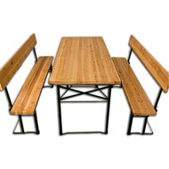 Pivárska sedacia zostava sa skladá z 1 stola, 2 lavíc, 2 operadiel