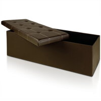 Skladacia sedacia truhlica s odklápacím krytom, hnedá – 115 x 38 x 38 cm