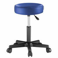Taburetka na kolieskach, modrá koženka, otočná 360°