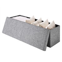 Skladacia sedacia truhlica s odklápacím krytom, šedá  – 80 x 40 x 40 cm