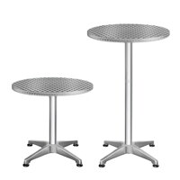 Párty stôl, strieborný, hliník Ø60 cm, skladací - súprava 2 kusov