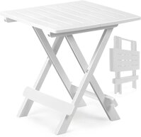 Sklápací stolík z umelej hmoty, kempingový stolík Garten 45x43x50cm biely