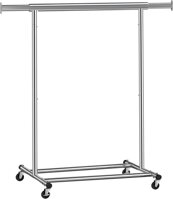 Stojan na oblečenie INEZ na kolieskach, max. 90 kg, 83,5x45x160cm, strieborná