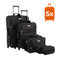 Sada cestovných kufrov TRAVEL, 5-dielna, čierna