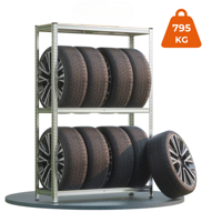 Regál na pneumatiky TYRE, 120x40x180cm, max 795kg, oceľová/bledohnedá