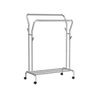 Stojan na oblečenie MATILDA na kolieskach max. 100kg, 155x103x52 cm, strieborná