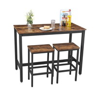 Vysoký stôl s 2 barovými stoličkami, čierna, rustikálna hnedá