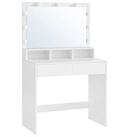 Toaletný stolík VANESA s veľkým zrkadlom a osvetlením, 80x40x140cm, biela