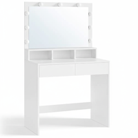 Toaletný stolík VANESA s veľkým zrkadlom a osvetlením, 80x40x140cm, biela