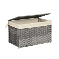 Polyratanový úložný box, kôš s vekom, 55,5 x 34 x 34 cm, šedý