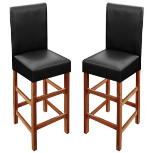 2-dielny set barových stoličiek z agátového dreva - čierne