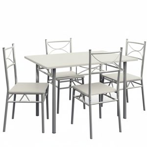 Jedálenská súprava PAUL, 5-dielna, zamatovo biela