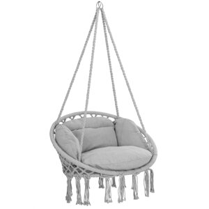 Závesné kreslo BOHO s vankúšmi, Ø61cm, svetlo sivá