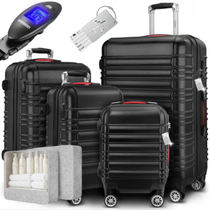 Sada škrupinových kufrov AERO, 4-dielna, ABS, čierna