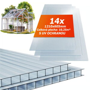 Dutinkový polykarbonát MARK 4mm, 60,5x121x0,4cm, 14ks, transparentná