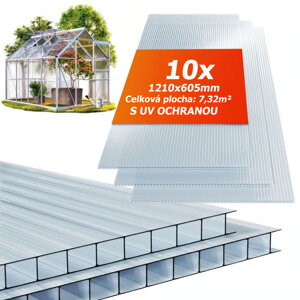 Dutinkový polykarbonát MARK 6mm, 60,5x121x0,6cm, 10ks, transparentná