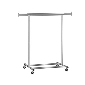 Stojan na oblečenie INEZ na kolieskach, max. 90 kg, 83,5x45x160cm, strieborná