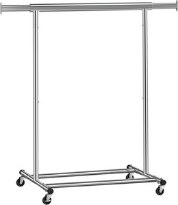 Stojan na oblečenie INEZ na kolieskach, max. 90 kg, 83,5x45x160cm, strieborná