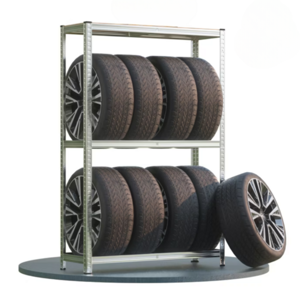 Regál na pneumatiky TYRE, 120x40x180cm, max 795kg, oceľová/bledohnedá