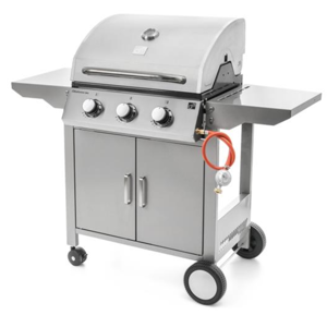 Plynový gril OKLAHOMA BBQ, 3 horáky, s redukčným ventilom, strieborná