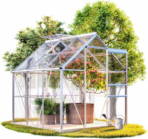 Záhradný skleník M3, 190x190x195cm so základňou