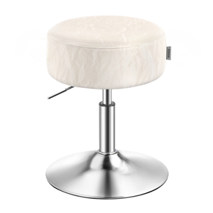 Výškovo nastaviteľná stolička AURA k toaletnému stolíku, Ø35cm, krémová