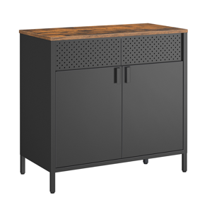 Kovová úložná skrinka BRIX, 76x80x40cm, čierna/hnedá