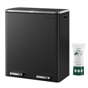Kôš na separovanie odpadu SORT, 2x30l+vrecia na odpadky, čierna/strieborná