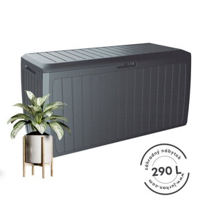 Odkladací box BOARD antracitový 290L 116x47x60 cm na kolieskach