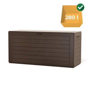 Odkladací box Woodebox so sklápateľným vrchnákom tmavo hnedý 280L - 120x46x57cm