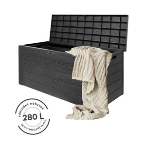 Odkladací box Woodebox so sklápateľným vrchnákom antracitový 280L - 120x46x57cm