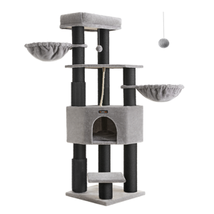 Mačací strom ONYX, 50x50x160cm, šedá/čierna